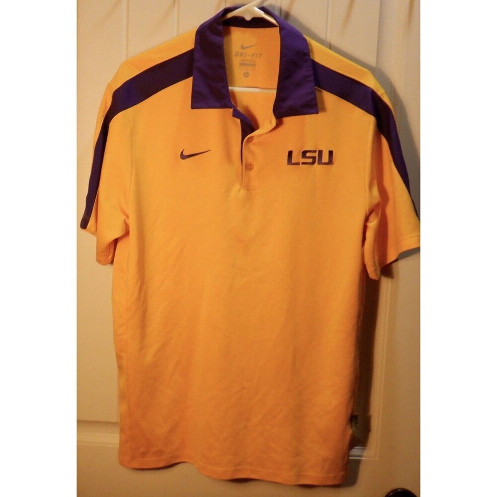 LSU Nike Golf Dri-Fit Polo Shirt Men’s M Gold Tigers Louisiana Football